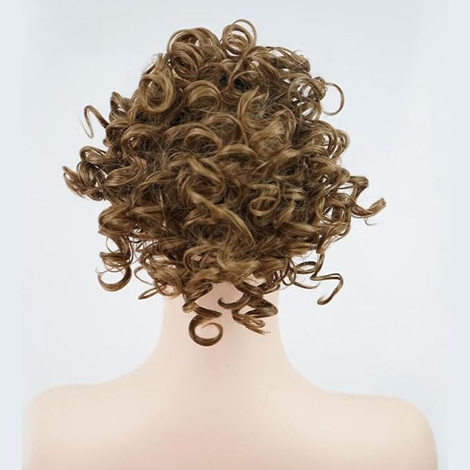 Hair Accessories Ladies Fashion Wig Fluffy Curly Hair Bun Short Curly Hair Comb Ball Head Ponytail Hair Extension Synthetic Hair Bun Hair Pieces For Women(03)