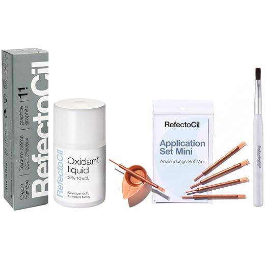 RefectoCil Hair Tinting Kit Includes Cream Hair Dye + Liquid Oxidant 3% + Mixing Brush &amp Mixing Dish