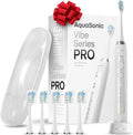 Aquasonic Vibe Series PRO ? Ultra-Whitening Electric Toothbrush ? 5 Modes &amp Smart Timers ? Premium Travel Case &amp 6 Proflex Brush Heads ? ADA Accepted Toothbrush (Optic White)