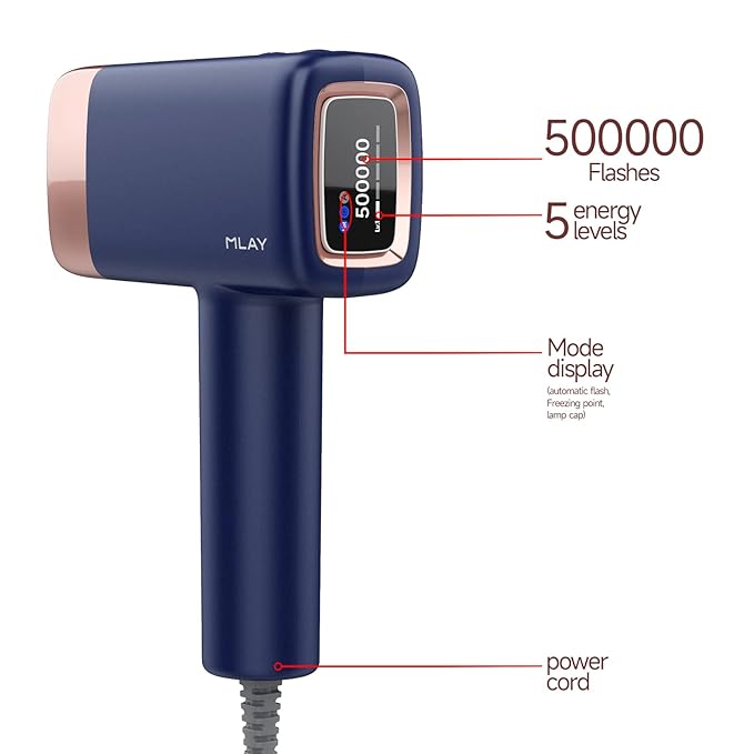 MLAY IPL Hair Removal Device Ice Cooling Protection Laser Permanent Whole Body Hair Remover for Home Use Women and Men (Bule)
