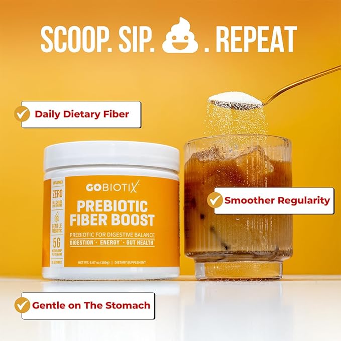 GOBIOTIX Fiber Supplement Powder with Prebiotics for Digestive Health and GLP-1 Support Soluble Fiber for Gut Health &amp Debloat Keto Vegan Gluten &amp Sugar Free 35 Servings (3 Pack)