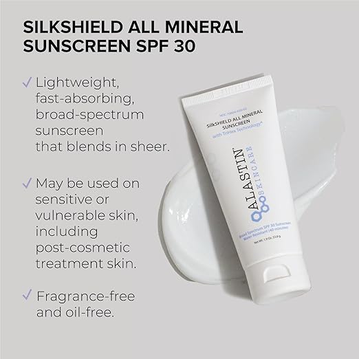 ALASTIN Skincare SilkSHIELD Mineral Sunscreen for Face SPF 30 (1.9 oz) | Lightweight Sunblock Lotion | Daily Moisturizer | Fragrance-Free