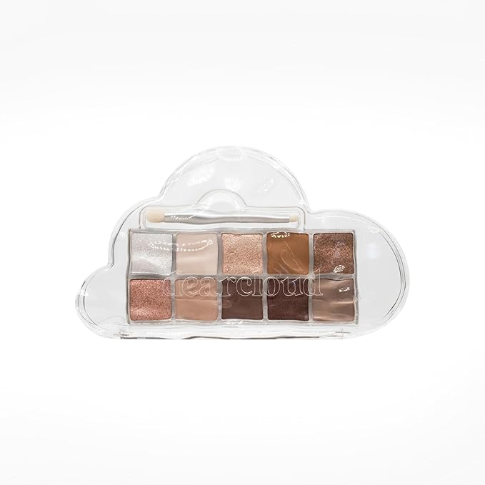 dearcloud Sky/Shadow ? Buttercream Latte ? eye shadow palette makeup with 10 Ultra-Fine Pigments &amp Dual-Ended eyeshadow brush ? Korean beauty eye makeup (Buttercream Latte)