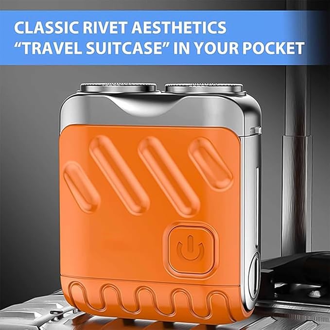 Portable Rotary Dual Ring Electric Shaver 9000RPM Mini Dual-Head Electric Shaver Washable Double Head Razor IPX7 Waterproof 60 Days Battery Life Powerhouse for Men Close Shave (Blue*2)