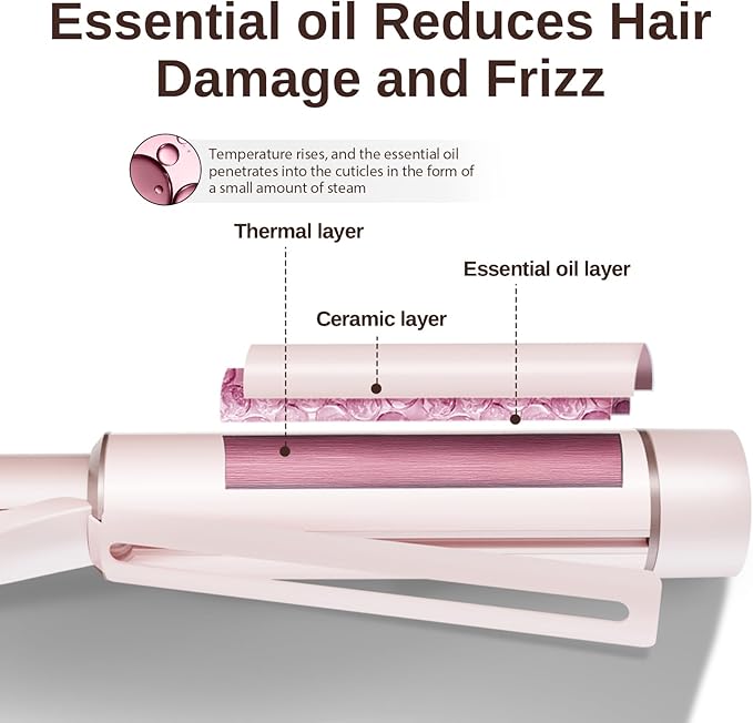 1.5 Inch Extra Large Curling Wand for Long Hair - Ceramic Tourmaline Barrel with 40000000 Negative Ions Defined Curls and Easy to Use with Temperature Control for All Hair Types