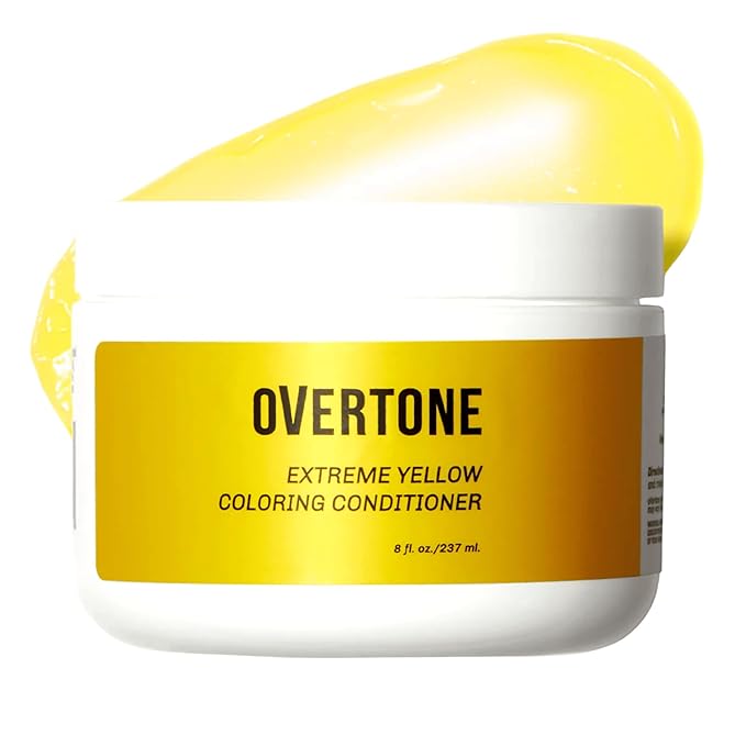 Overtone Semi Permanent Hair Color Conditioner Extreme Yellow 8 oz Nourishing Damage-Free Color Depositing Mask for All Hair Types with Shea Butter &amp Coconut Oil Vegan &amp Cruelty-Free