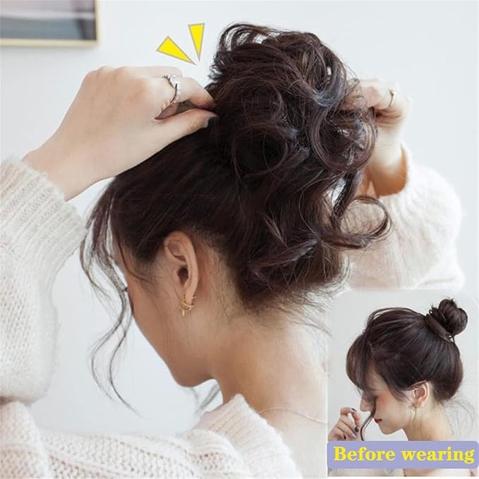 FRANCES Fake Hair Bun Synthetic Bun Donut Bun Ponytail Hair Extensions Messy Blonde Curls with Elastic Rubber Band Wig Hair Bun for Women Hair Accessories (Color : 613)