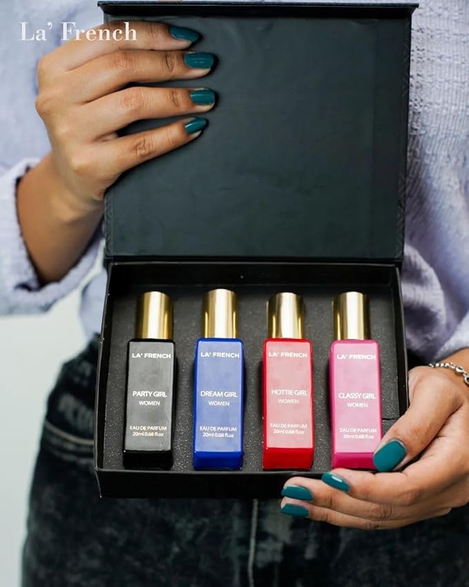 La Frenche Luxury Perfume Gift Set For Her Perfume for Women - Perfumes Gift Hamper for Girls Long-Lasting and Luxurious - Best Long-Lasting Set of 4 (20g Each)