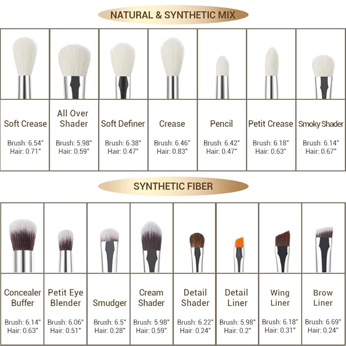 Jessup Professional Natural-Synthetic Eye Makeup Brushes Set 15pcs for Eyeshadow Blending Concealer Eyeliner Eyebrow Rose Carmine/Silver T197
