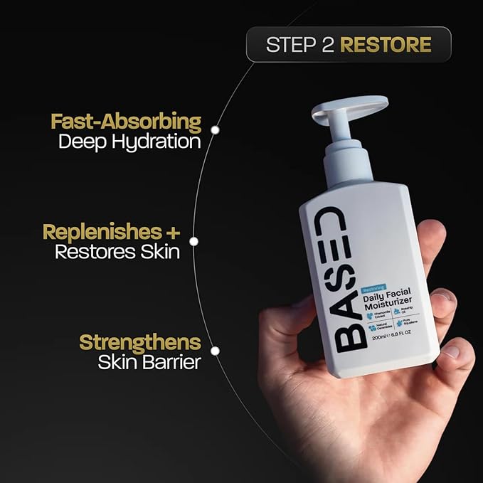 BASED Daily Skincare Duo | Purifying Face Wash + Restoring Moisturizer | Built For All Skin Types | Healthy Ingredients | Hormone Safe - ZERO Endocrine Disruptors