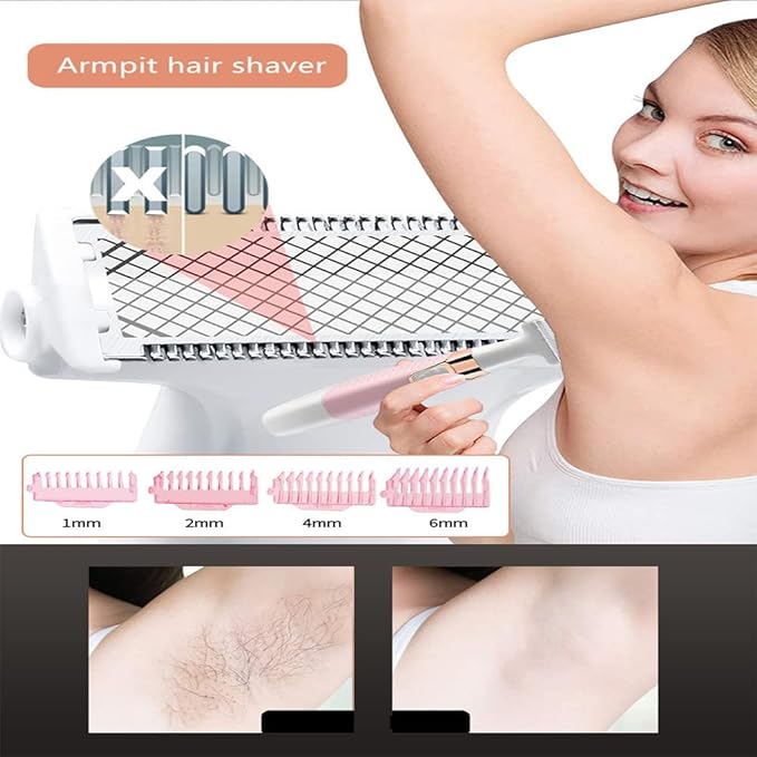 Electric Lady Shaver 5-in-1 Painless Electric Razor for Women Bikini Trimmer Women Body Hair Removal for Legs Arms Underarms Face Eyebrow and Bikini