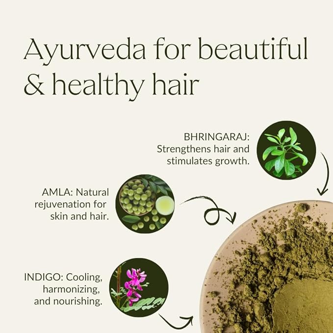 khadi ASH BROWN Natural Hair Color - Natural cosmetics - hair color for matte &amp medium brown - plant hair color - 100% herbal natural &amp vegan - 3.5 oz