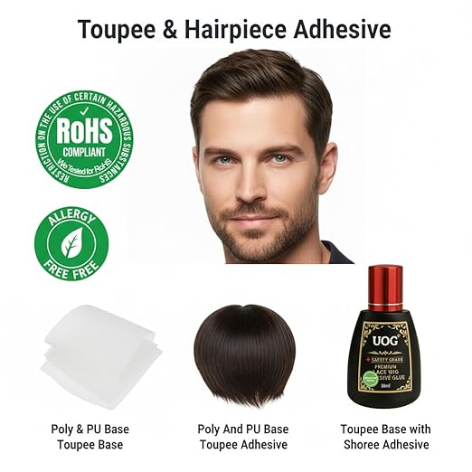 UOG (United One) Toupee Adhesive Glue?Strong Hold Invisible Bond Waterproof &amp Humidity-Resistant | Non-ToxicOil-Resistant Glue for Lace Wigs Poly &amp PU Base Systems. (3 Packs 3.9 oz)