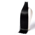 DNE Tape in Hair Extensions Real Human Hair 20 inches 20Pcs/50g/Pack Seamless #1 Jet Black Dark Color Straight Invisible Double Sided Tape in Hair Extensions for Women/Girls Can Bleached and Curl