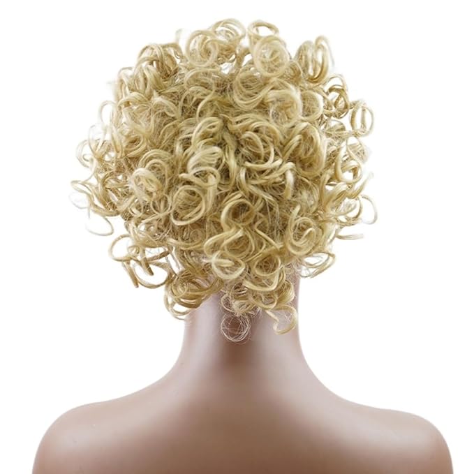 EARSHOT Hair Buns Hair Piece Ladies Fashion Wig Fluffy Curly Hair Bun Short Curly Hair Comb Ball Head Ponytail Hair Extension Synthetic Hair Bun Hair Accessories For Girls (Color : 06)