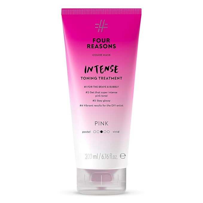Four Reasons Color Mask INTENSE - Pink ? (27 Colors) Intensive Toning Treatment - Color Depositing Conditioner ? Semi Permanent Hair Dye for Lightened and Colored Hair? 100% Vegan 6.76 fl oz