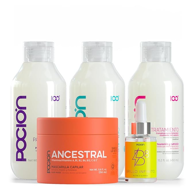 La Pocion Complete 5 Piece Kit Deep Repair For Damaged Hair - Shampoo Treatment Conditioner Leave-In Conditioner Hair Mask Multifunctional Hair Oil for Deep Hair Repair and Nourishment