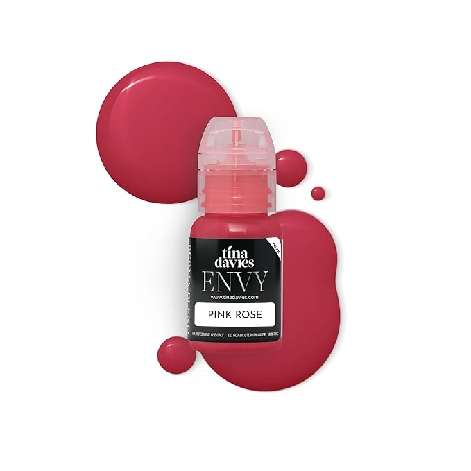 Tina Davies Professional Envy &amp Lust Lip Pigments - Permanent Lip Makeup - Colors Heal True to Tone - High Retention - Envy Pink Rose 1/2oz/15ml Bottle