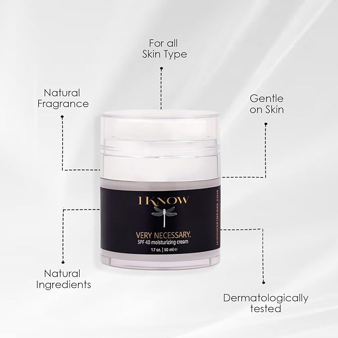 IKNOW VERY NECESSARY Broad Spectrum SPF 40 Skincare Sun Protection Cream for UV Protection Broad Spectrum SPF 40 Moisturizer Lotion for Pro-Aging Spf 40 Facial Moisturizer and Sunblock