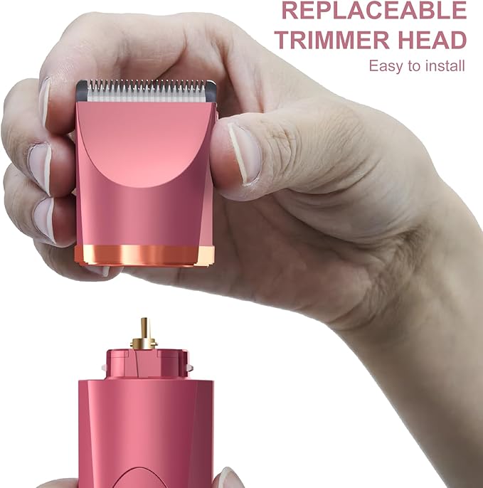 OLOV Electric Body Hair Trimmer - Groin Trimmer for Men - Bikini Trimmer Women - Wet/Dry Shaver Groomer Replaceable Ceramic Blade Heads USB Recharge Dock Waterproof Hygiene Razor Red