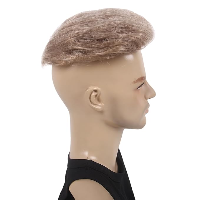 H&ampBwig Men Short Toppers Hairpiece Clip in Hair Extensions for Covering White Loss Hair Toupee (Blonde6060#8-26-613)