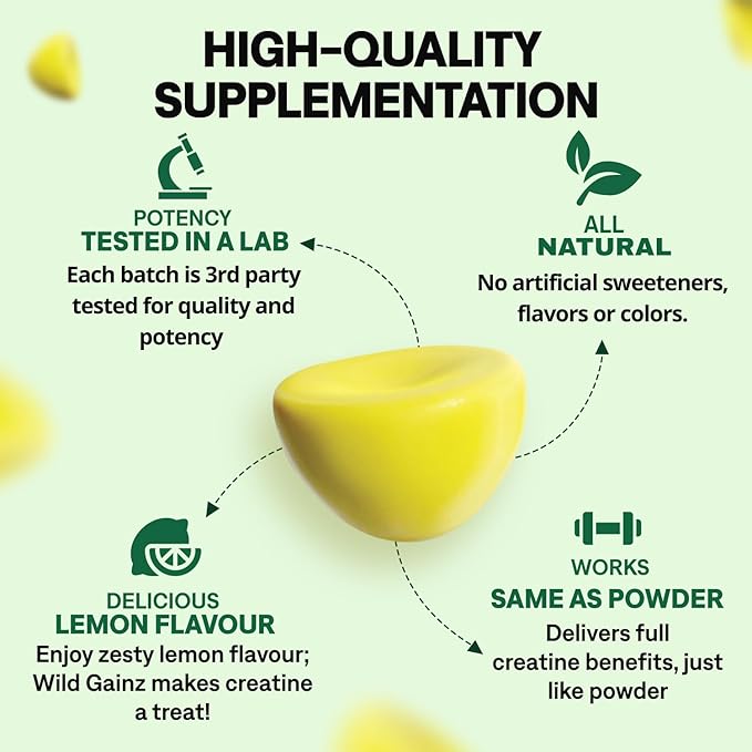 Creatine Monohydrate Gummies for Men &amp Women 5000mg - Made in USA Potency Tested Vegan Supports Muscle Growth Strength &amp Cognitive Function Non-GMO Gluten-Free Lemon Flavored Creatine 150