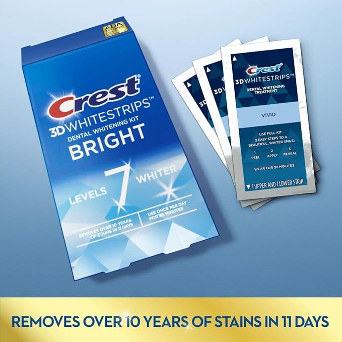 Crest 3D Whitestrips Bright Levels 7 Whiter Teeth Whitening Kit 11 Treatments (Pack of 1) 22.0 Count