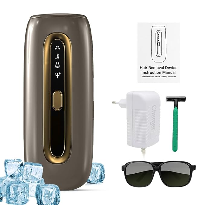 Herbishh IPL Laser Hair Removal Painless Ice Cooling Technology - 999999 Flashes Hair Removal Machine with 4 Energy Levels Skin Sensor &amp 4 Flash Modes Sapphire Cooling For Face &amp Body G