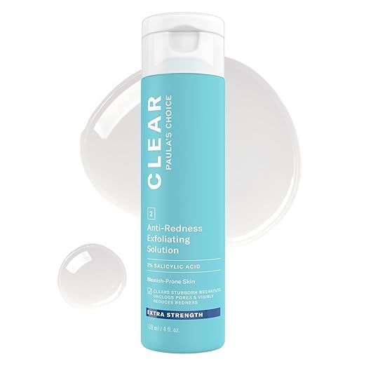 Paula's Choice CLEAR Anti-Redness Exfoliating Solution 2% Salicylic Acid Liquid Exfoliant for Face Face Exfoliant for Mild to Severe Acne &amp Breakouts Blackhead-Prone Skin Fragrance-Free