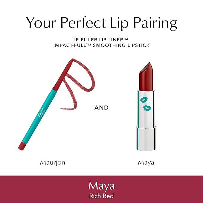 Thrive Causemetics Impact-FULL Smoothing Lipstick Moisturizing Lip Makeup Essential with Vitamin E Lightweight Creamy Lipstick for Women Long Lasting Vegan Shade Maya (Rich Red)