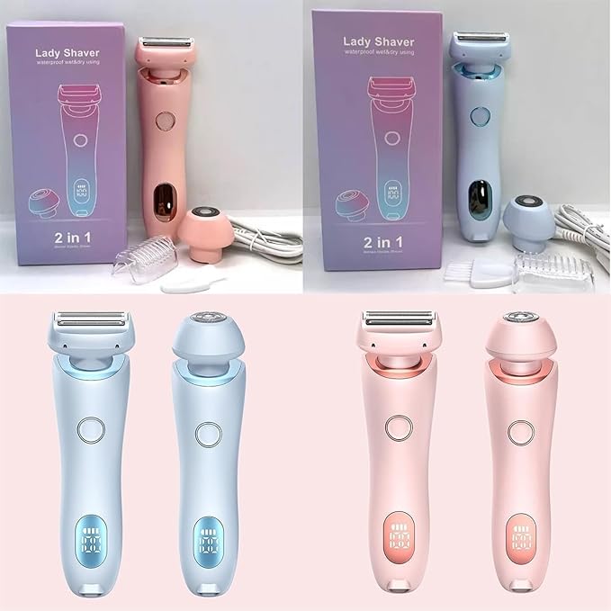Dusk Razor for Women - Silky Glide Pro 3.0 Razor 2 in 1 Electric Shaver Razors Ipx7 Waterproof Women's Bikini Trimmers Wet or Dry(Blue)