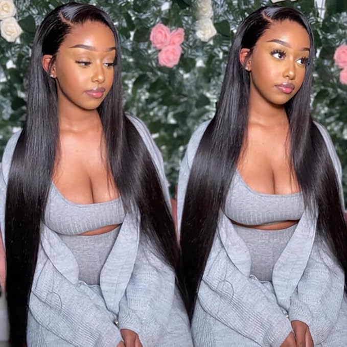 BELE 13x4 Lace Front Wigs Human Hair 24 Inch 200% Density Pre Plucked Brazilian Virgin Straight Skinlike Real Hd Lace Frontal Wigs Human Hair Glueless Straight Lace Front Wigs for Women Natural Color
