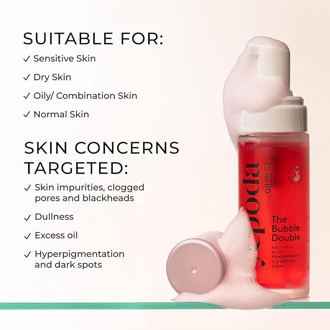 Yepoda The Bubble Double Gently Exfoliating Cleansing Foam Deeply Cleanses Pores &amp Prevents Impurities Vegan Korean Face Cleanser for All Skin Types 4.22 FL. OZ. (120 ml)