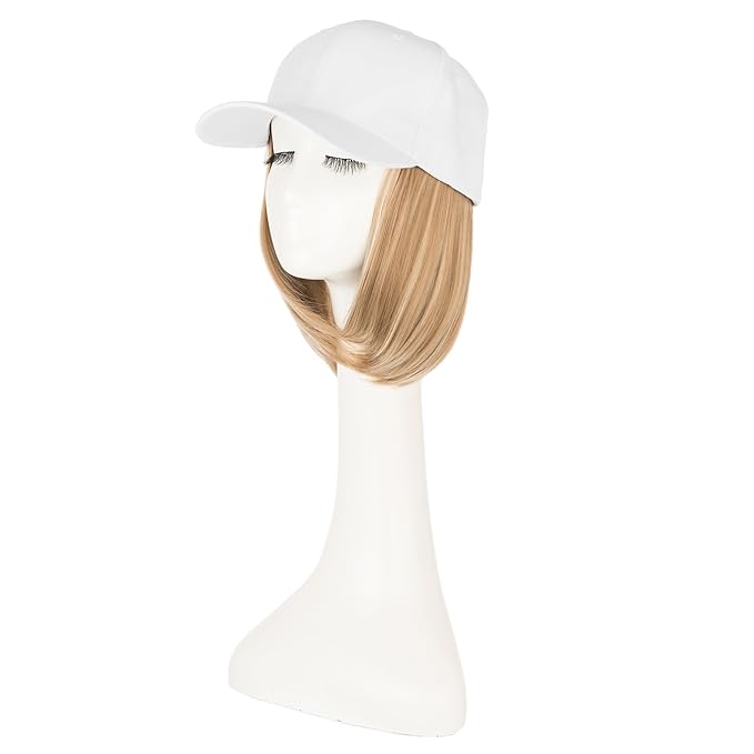 TESS Hat Wigs for Women Baseball Cap with Hair Attached Short Straight Synthetic Hair 6