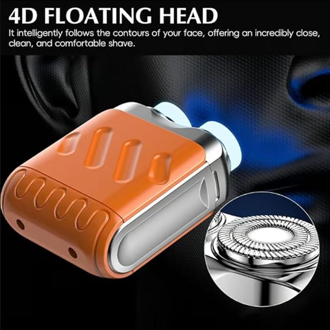 Mini Shaver Small Steel Cannon Suspended Magnetic Blade Shaver Mini Electric Explosive Shavers for Men Waterproof USB Fast Charging Compact Travel Size (2PCS-Blue)