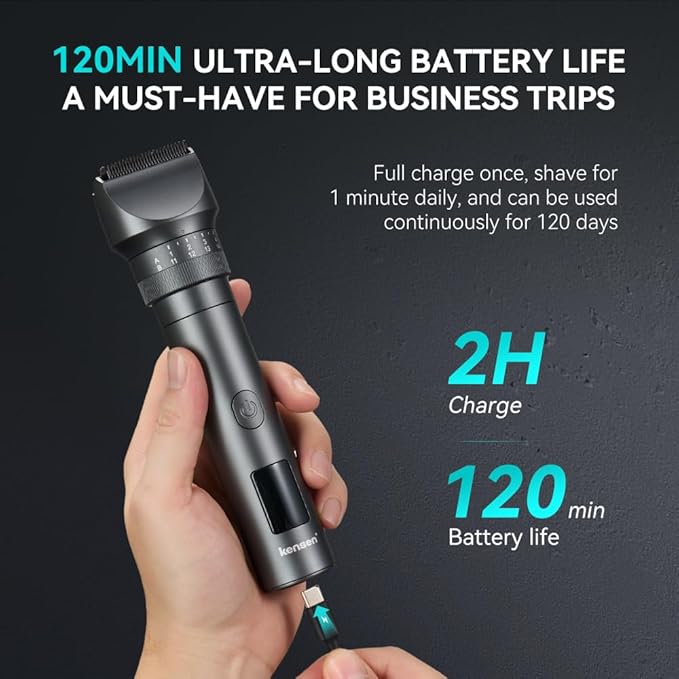 Beard Trimmer for Men - Professional 42 Adjustable Length Settings Hair Clippers Body Hair Trimmer for Men Precision Shaving Facial Head Nose Trimmers LED Display IPX6 Waterproof Mustache Trimmers