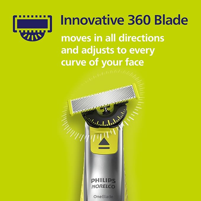 Philips Norelco OneBlade 360 Blades Genuine Replacement Blades for OneBlade Electric Shaver and Trimmer Durable Stainless Steel Trim Edge and Shave 3 Pack QP430/80