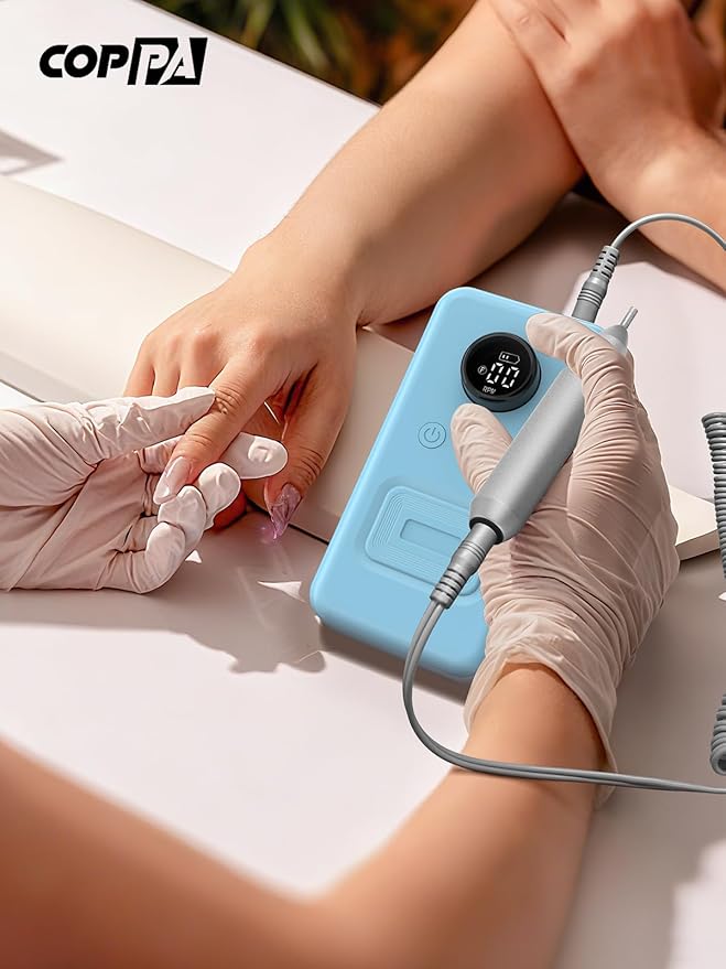 COPPA Portable Nail Drill NDK106 Electric Nail Drill Professional Kit with 12 Bits 31 Sanding Bands 45000RPM Rechargeable Nail Drills Machine for Acrylic Nails Gel Polishing Removing Home &amp Sal