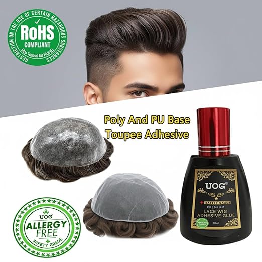 UOG (United One) Toupee Adhesive Glue?Strong Hold Invisible Bond Waterproof &amp Humidity-Resistant | Non-ToxicOil-Resistant Glue for Lace Wigs Poly &amp PU Base Systems. (3 Packs 3.9 oz)