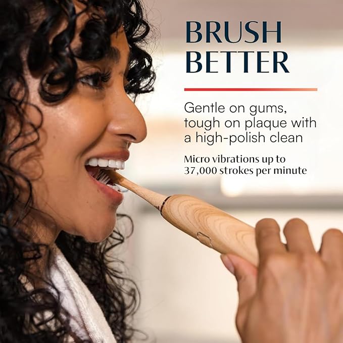 Better &amp Better Bamboo Sonic Toothbrush Replacement Heads | Replaceable Bamboo Sonic Brush Heads w/Soft Plant-Based Bristles for High-Polish Gentle Clean | Whitens Surface Stains &amp Removes P
