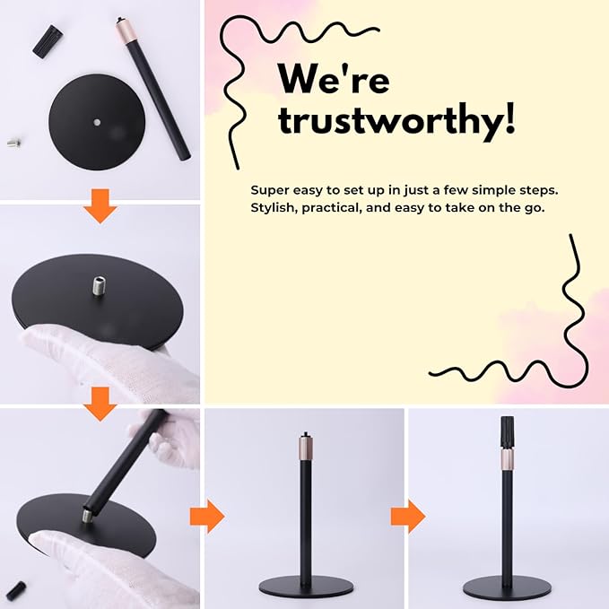 Adjustable Hair Extension Stand ? Matte Black Metal 11?17.5 Height Tangle-Free Storage &amp Display for Bangs Clip-Ins Color Strips Colored Clip Hair Extensions &amp More Non-Slip Base Easy