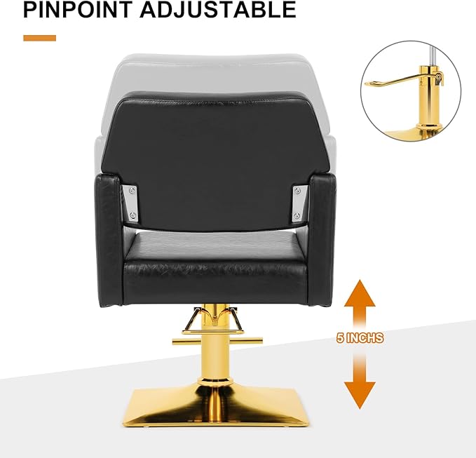 Artist hand Hair Salon Chair Hydraulic Salon Styling Chair 360 Degrees Rolling Swivel Barber Chair Beauty Salon Equipment for Hair Stylist Max Load 330 Lbs Black and Gold