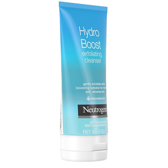 Neutrogena Hydro Boost Gentle Exfoliating Daily Facial Cleanser with Hyaluronic Acid Clinically Proven to Increase Skin's Hydration Level Non-Comedogenic Oil- Soap- &amp Paraben-Free 5 Oz 3 Pack
