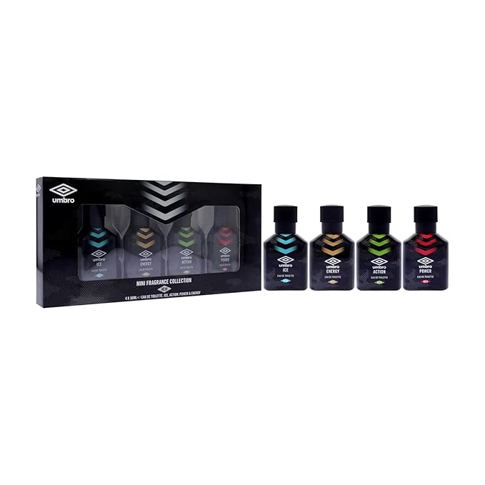 Umbro Mini Fragrance Collection by Umbro for Unisex - 4 Pc Mini Gift Set 1oz Power EDT Spray 1oz Ice EDT Spray 1oz Energy EDT Spray 1oz Action EDT Spray
