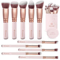 Kabuki Makeup Brush Set - Foundation Powder Blush Concealer Contour Brushes - Perfect for Liquid Cream or Mineral Products - 10 Pc Collection with Premium Synthetic Bristles for Eye and Face Cosmetic