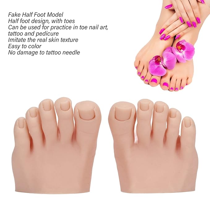 1 Pair Fake Foot Silicone Feet Nail Art Training Foot Silicone Practice Feet Model for Pedicure Toe Nail Art Acrylic Nails