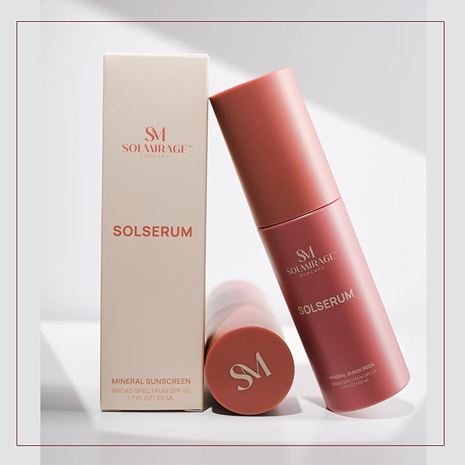 Solserum Mineral Sunscreen SPF 40?Dermatologist-Formulated Facial SPF Serum with Non-Nano Zinc Oxide Niacinamide &amp Antioxidants?Lightweight Tint to Sheer Application No White Cast Dewy Finish