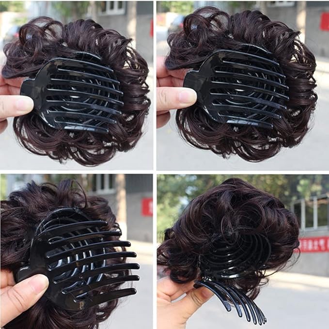 EARSHOT Hair Buns Hair Piece Synthetic Curly Hair Bun Hair Clips Women Ponytail Extensions Messy Bun Hair Hoops Extensions Wig Hair Accessories Hair Accessories For Girls (Color : B)