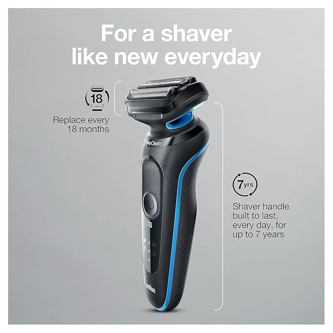 Braun Series 5 5049cs Electric Shaver with Charging Stand Beard Trimmer Face Shaver Wet &amp Dry Rechargeable Cordless Foil Shaver Blue