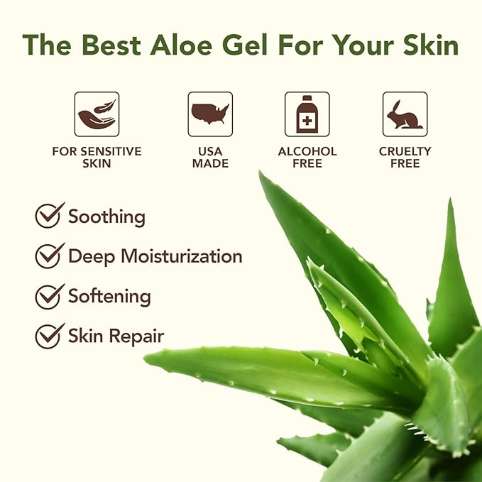 Green Leaf Naturals Amazing Aloe Vera Gel - Freshly Cut 100% Pure Aloe Premium Quality Vegan Unscented - Natural Sunburn Relief After Shave Skin Face &amp Hair Care (two 8oz bottles) 16oz